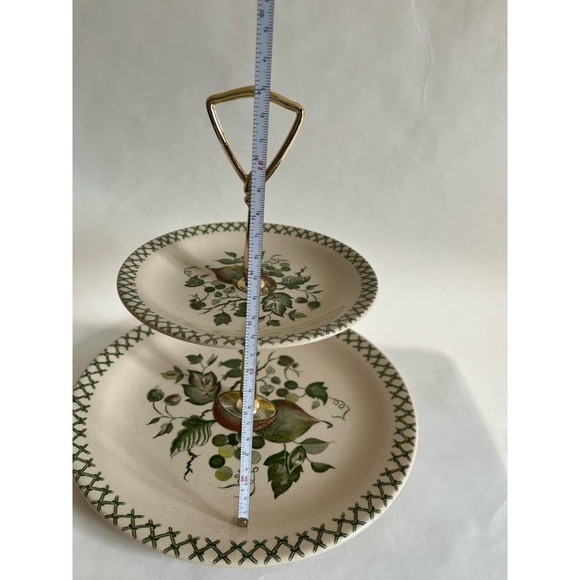 Rare Johnson Brothers Old Granite Arbor 2 Tier Serving Tray - Picture 8 of 11